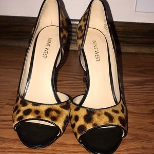 2” open toe /open inside leopard print heel